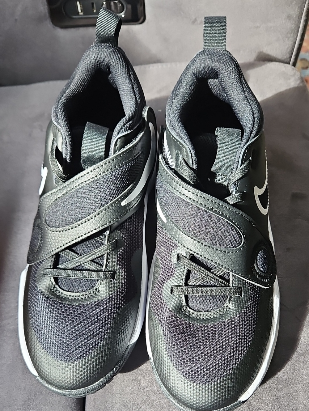 Nike Kids Black and White Hook-and-Loop Sneakers